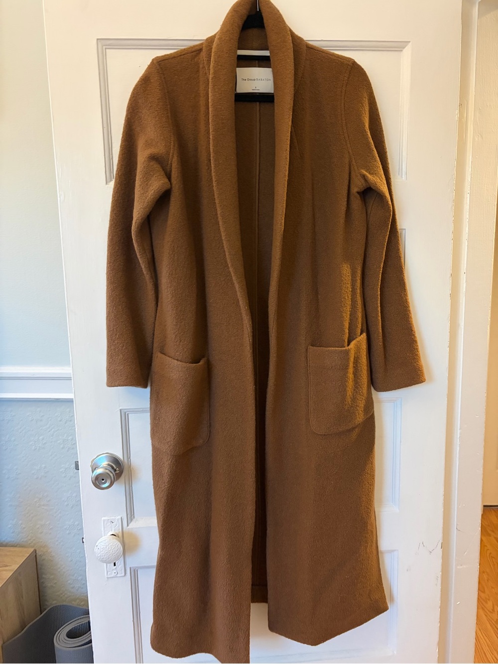 Babaton Long Open-Front Shawl Collar Cardigan - Camel Brown